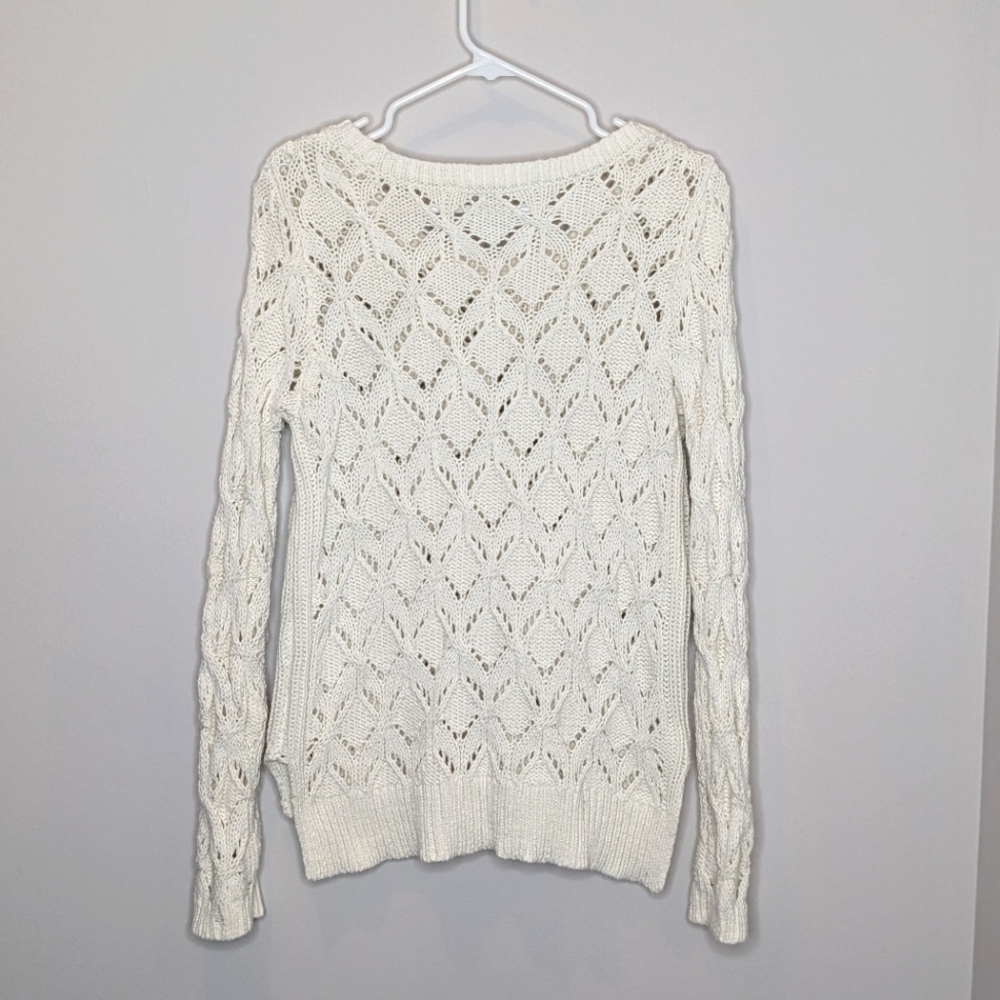 Ann Taylor Loft Open Knit Crochet Sweater M - Picture 2 of 5
